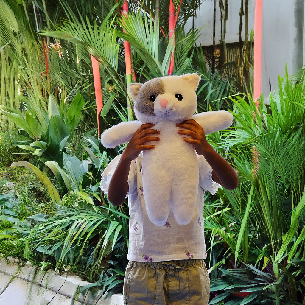SnuggyBuggy's Jr. Kate the Cat, a soft and mini plush cat toy for kids, perfect for on-the-go cuddles and adventures