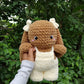Brown Bunny with Fluffy Overalls