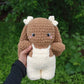 Brown Bunny with Fluffy Overalls