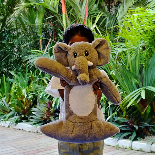 SnuggyBuggy's Big Nelly, a large and extra-soft gray plush elephant toy designed for big hugs and ultimate comfort.