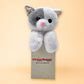 SnuggyBuggy's Kate the Cat plush toy, a soft companion ready to be gifted, shown peeking from its branded SnuggyBuggy box